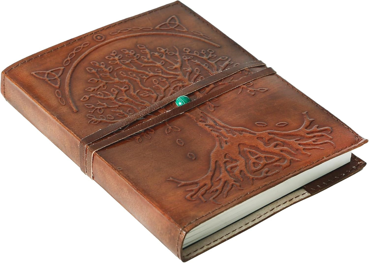 Leather Journal in Brown 7X5 Refillable Lined Paper Tree of Life Handmade Writing Notebook Diary Leather Bound Daily Notepad for Women and Men Writing Pad for Artist Sketch