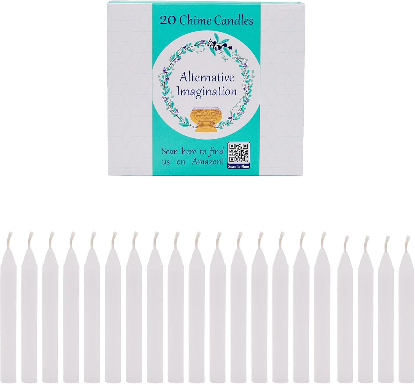 Set of 20 White, Unscented, 4 Inch Tall Chime Candles (Altar, Spell)