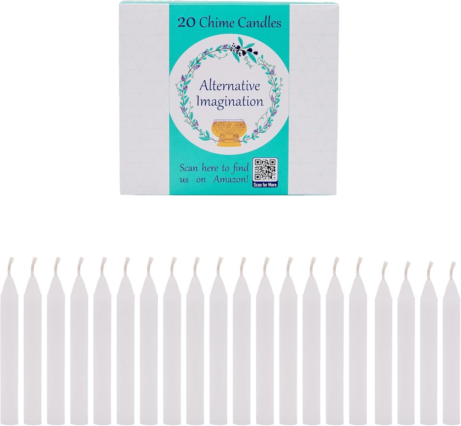Set of 20 White, Unscented, 4 Inch Tall Chime Candles (Altar, Spell)
