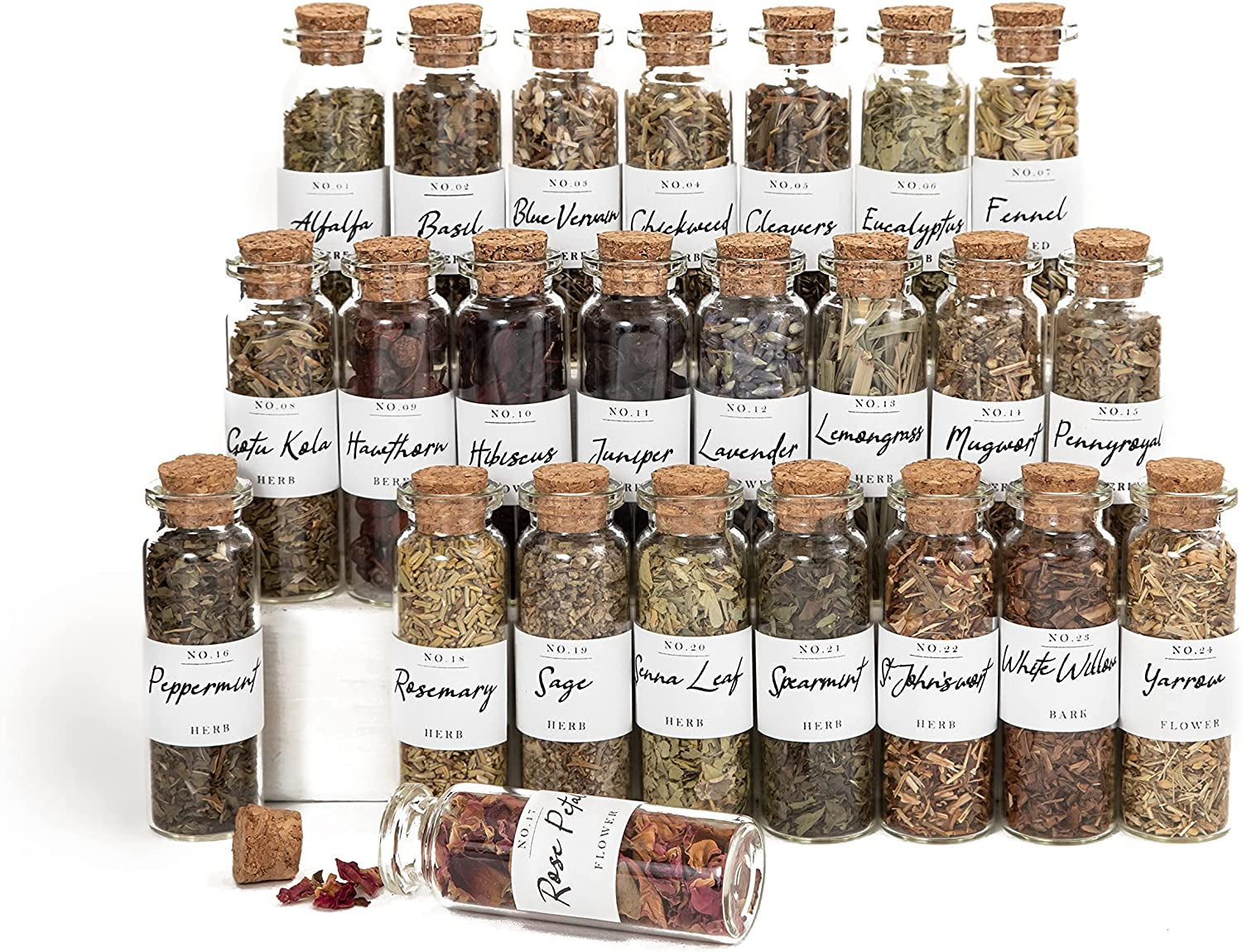 Spell Herbs for Witchcraft - 24 Bottles of Magical Herbal Supplies for Pagan, Wiccan, Witch Spells & Ritual (15ML Paper Box)