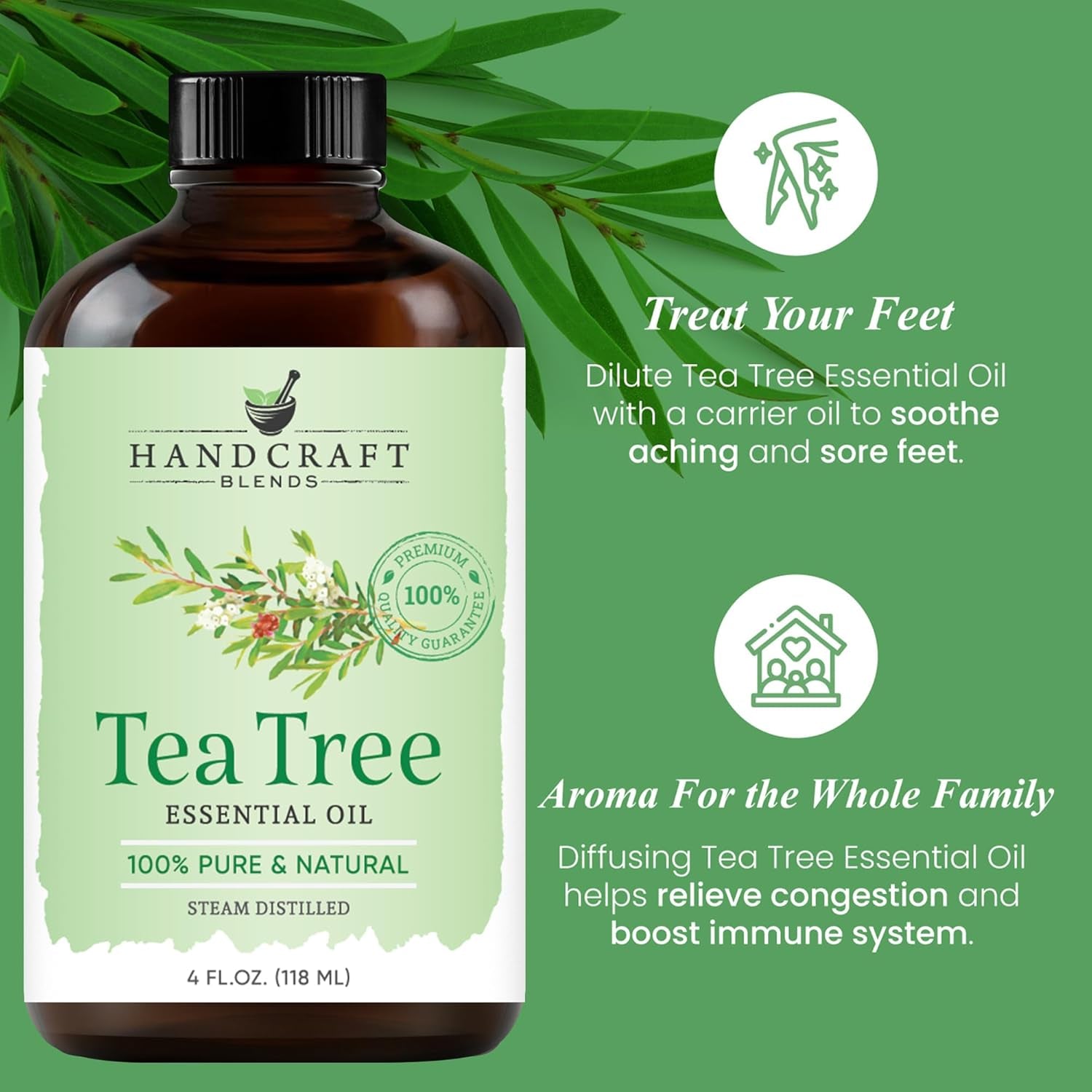 Tea Tree Essential Oil - Huge 4 Fl Oz - 100% Pure and Natural - Premium Grade Essential Oil for Diffuser and Aromatherapy