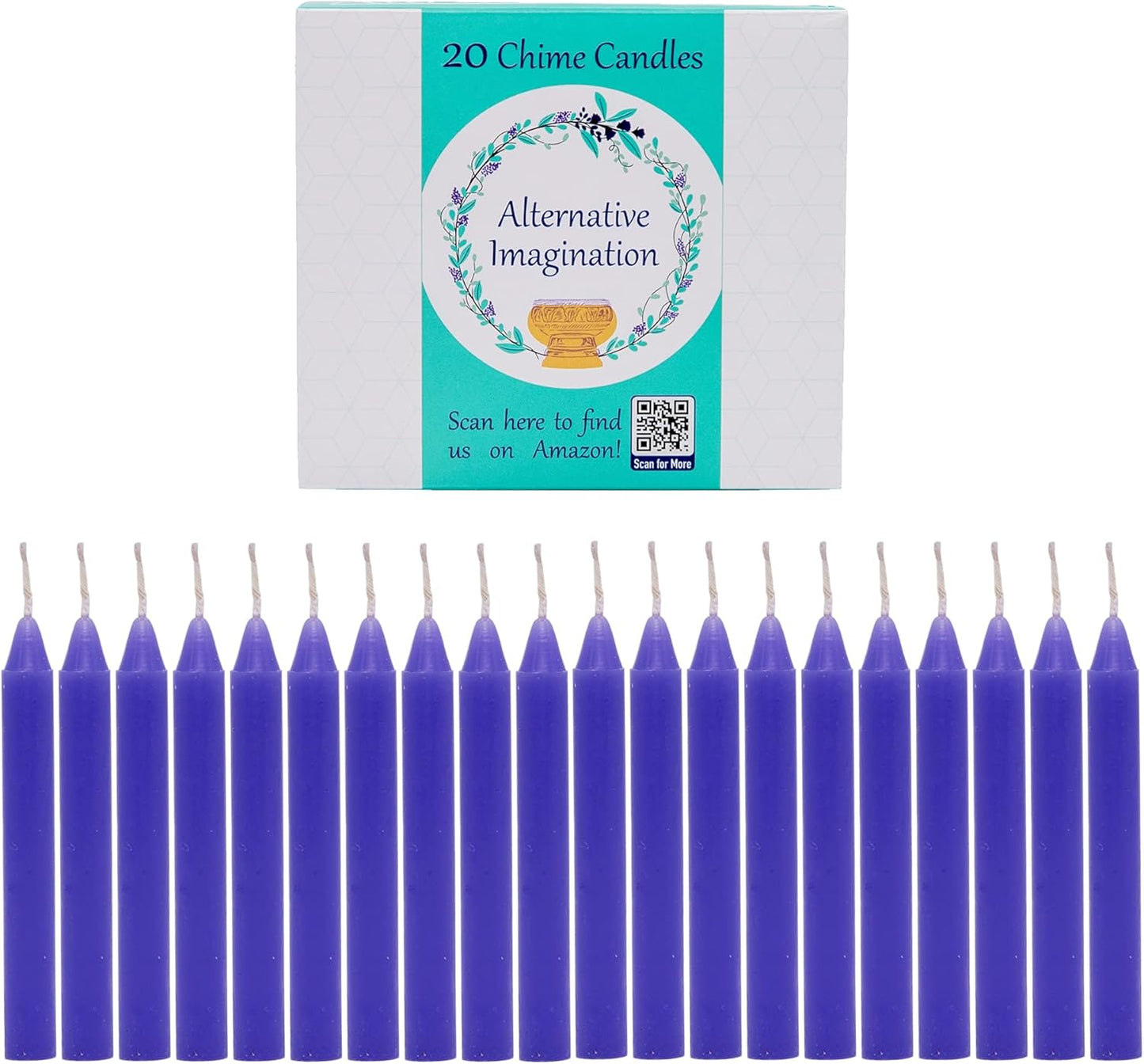 Set of 20 Purple, Unscented, 4 Inch Tall Chime Candles (Altar, Spell)