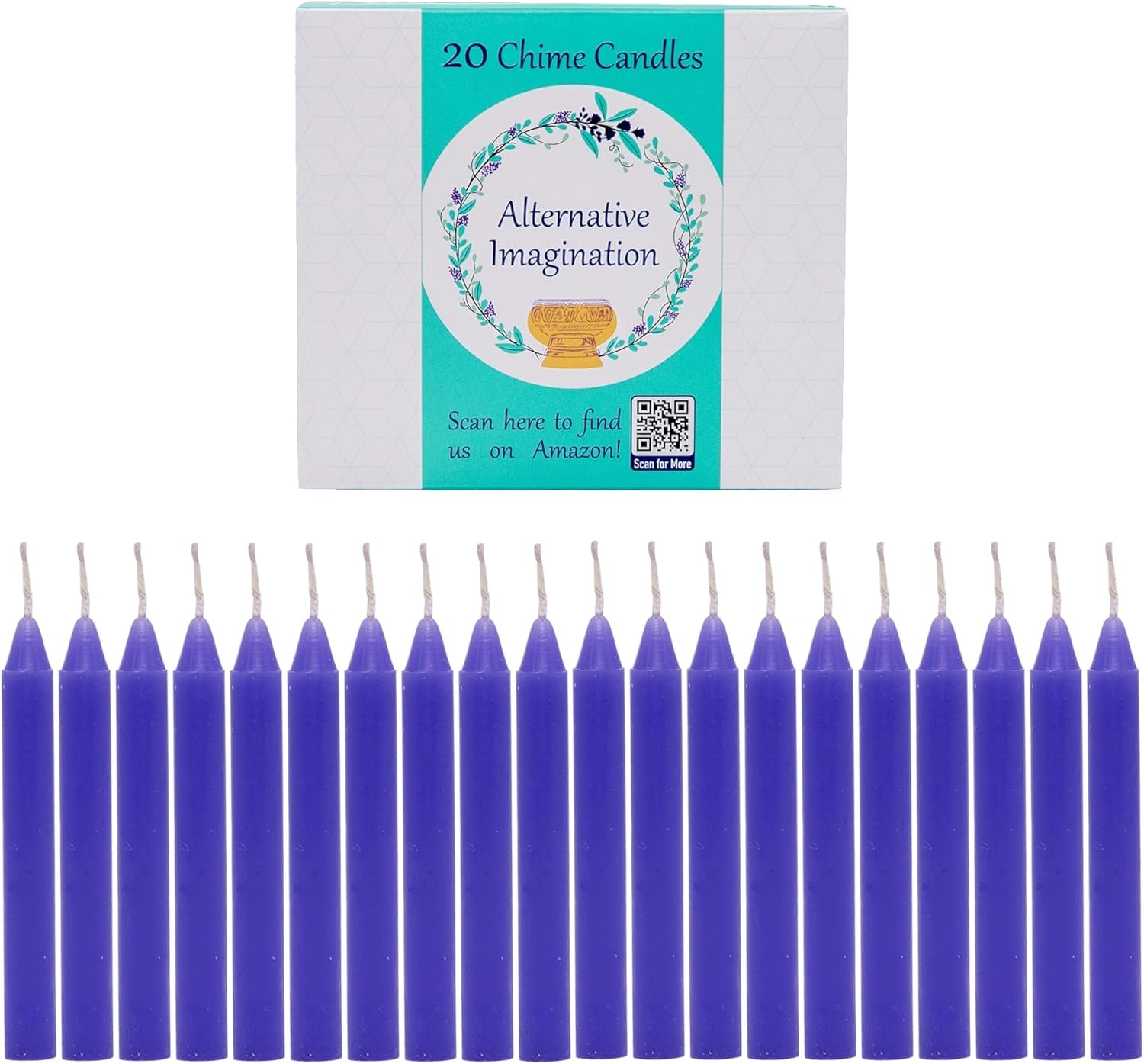 Set of 20 Purple, Unscented, 4 Inch Tall Chime Candles (Altar, Spell)