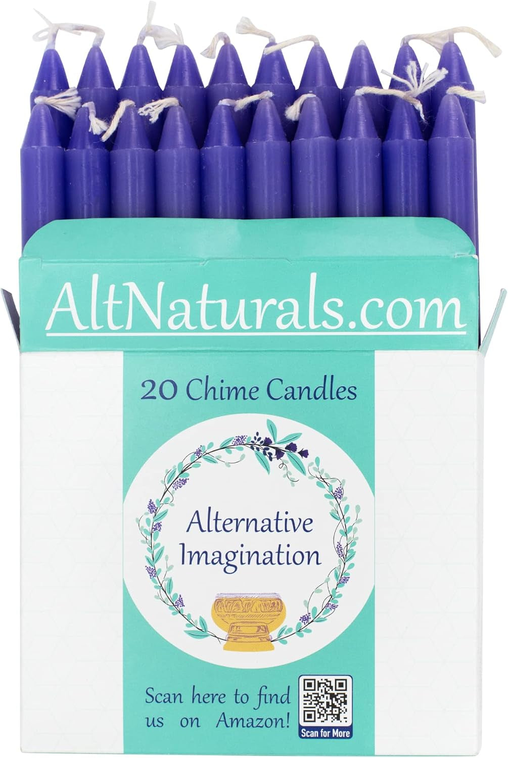 Set of 20 Purple, Unscented, 4 Inch Tall Chime Candles (Altar, Spell)