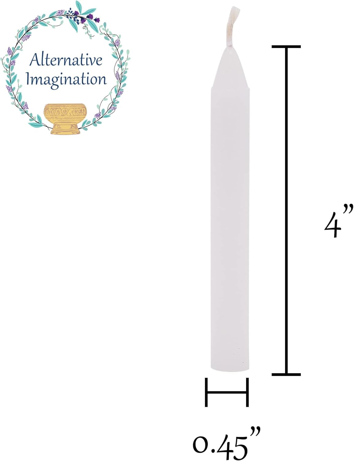 Set of 20 White, Unscented, 4 Inch Tall Chime Candles (Altar, Spell)