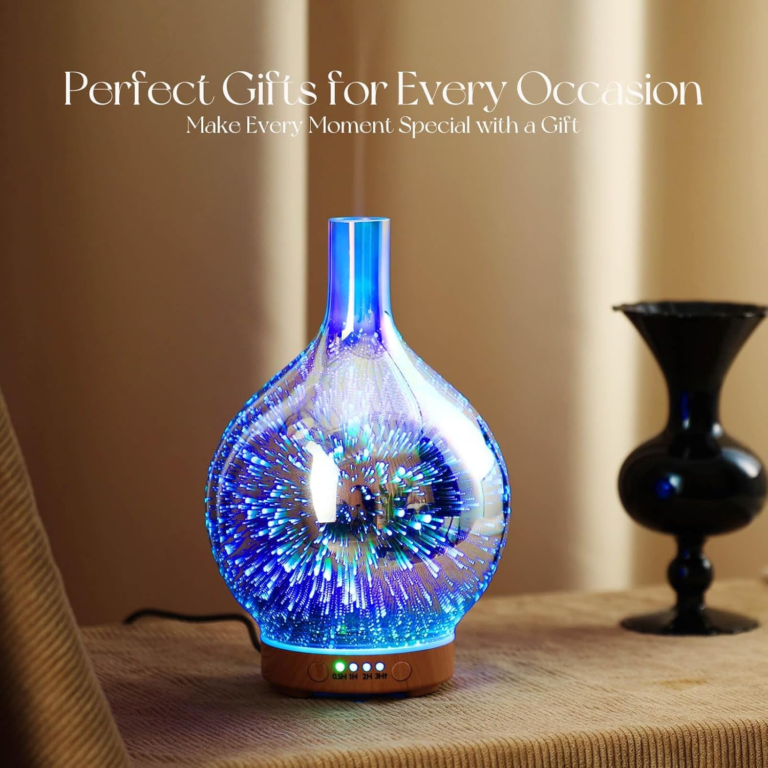 3D Essential Oil Diffuser Cool Mist Humidifier Ultrasonic Aromatherapy Diffuser,150Ml Last 6H,Auto Shut-Off,Air Refresh,Decoration for Home,Office,Yoga,Baby,Sleep