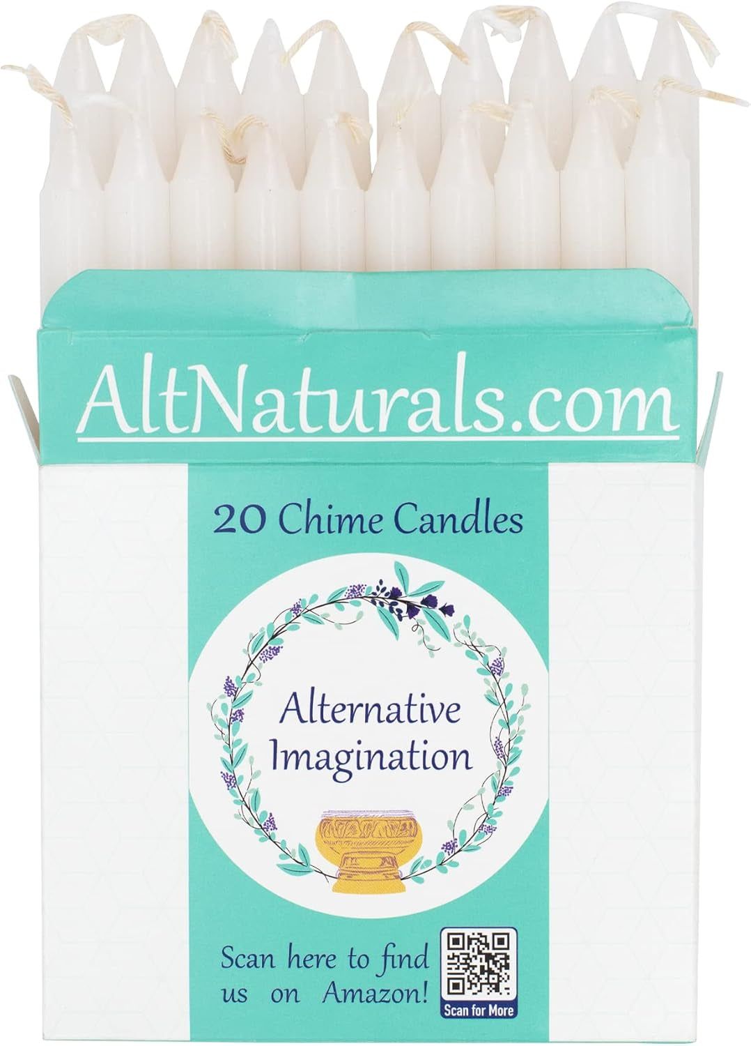 Set of 20 White, Unscented, 4 Inch Tall Chime Candles (Altar, Spell)